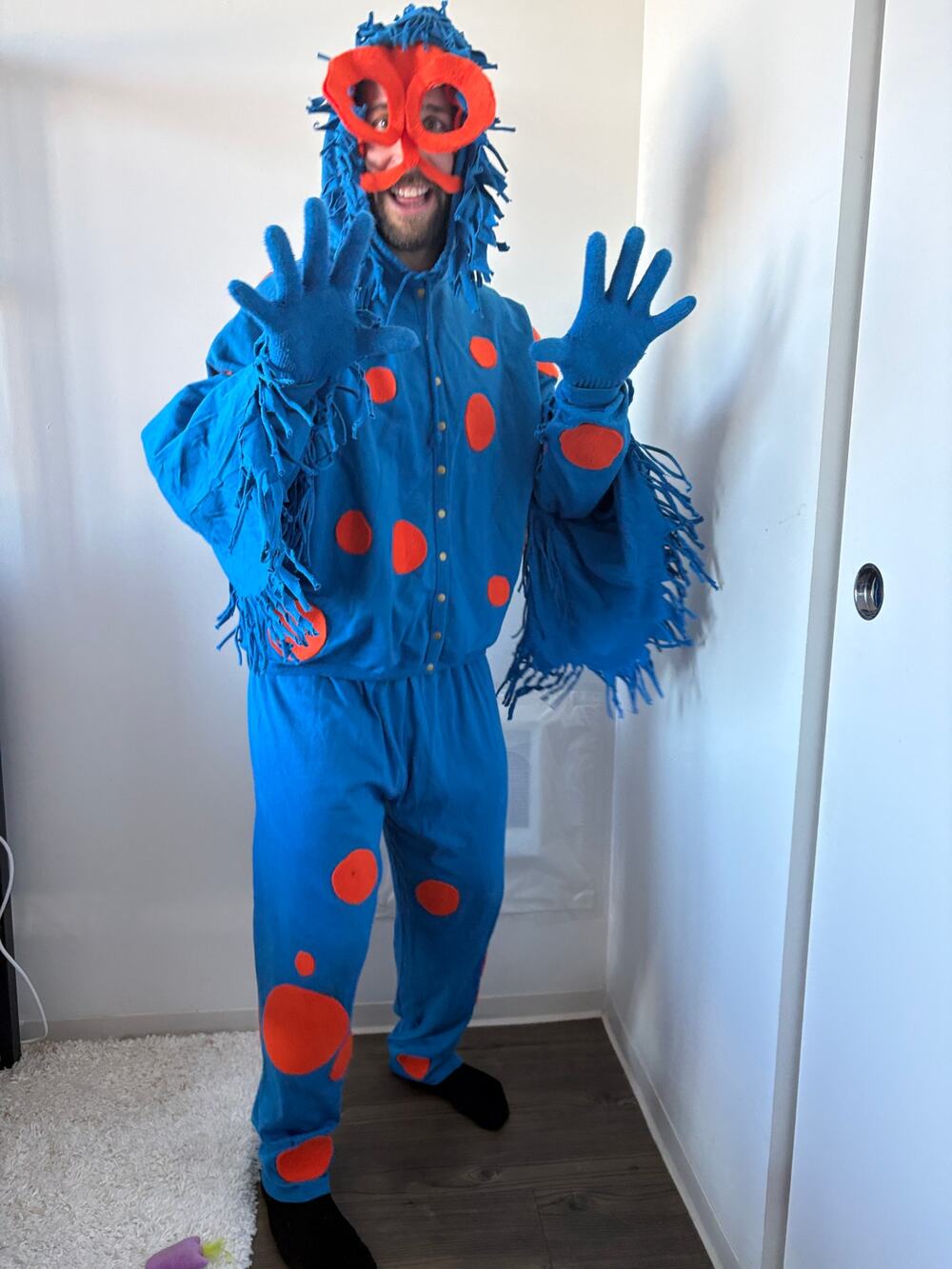 Crazy Blue Sea Creature Spotted Orange Size XXL Handmade Adult Costume VTG 90s